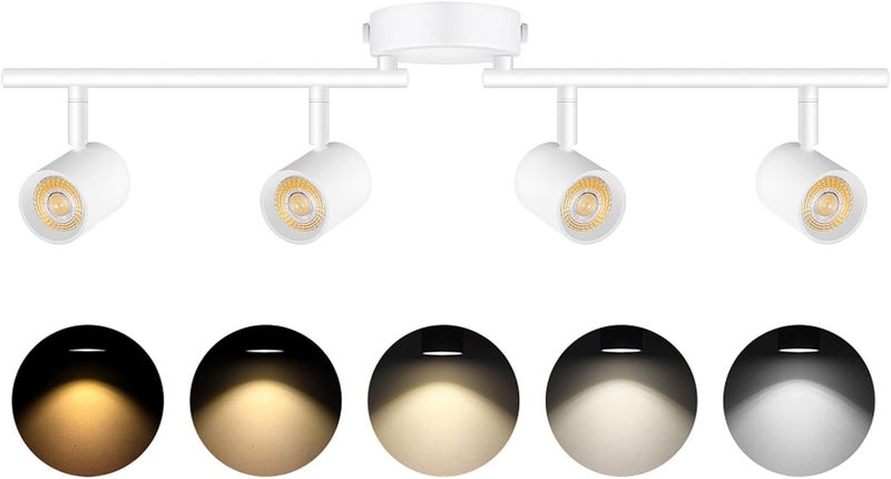 VANoopee 5 ألوان 4 ضوء LED تركيبات إضاءة السقف للمطبخ، مجموعة إضاءة قابلة للتعتيم، كشافات سقف قابلة للتعديل، ضوء موضعي داخلي، أبيض CRI90 2400lm 30W - Image 1